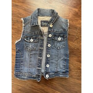 Girls Medium Sleeveless Jean Jacket Amethyst Cotton Stretch
